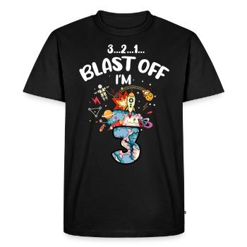 Blast Off I am 3 years old, 3rd birthday - Men's Premium Organic T-Shirt - black - Front - Nico (187cm)