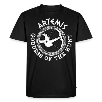Artemis God, Greek God - Men's Premium Organic T-Shirt - black - Front - Nico (187cm)