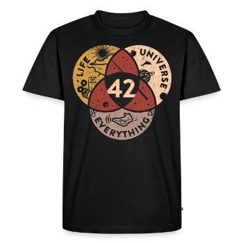 42 Life Universe Everything - Men's Premium Organic T-Shirt - black - Front - Nico (187cm)