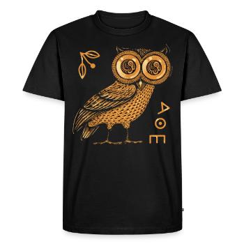 Hibou d’Athéna, mythologie grecque - T-shirt Premium bio Homme - noir - Devant - Nico (187cm)