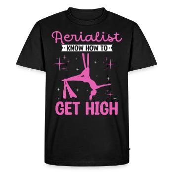 Gagnant de l’air. Soie aérienne - T-shirt Premium bio Homme - noir - Devant - Nico (187cm)