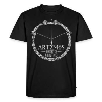 Artemis God, Greek God - Men's Premium Organic T-Shirt - black - Front - Nico (187cm)
