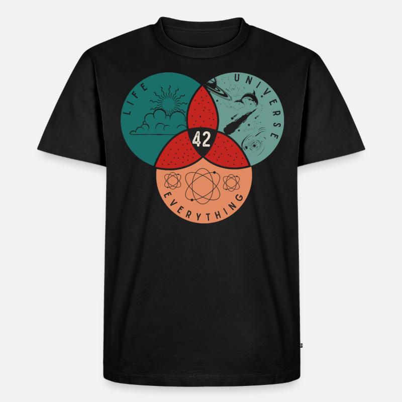 42 Leben Universum Alles - Männer Premium Bio T-Shirt - Schwarz