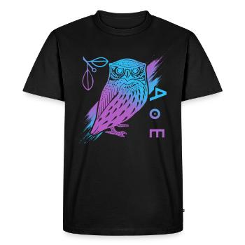 Hibou d’Athéna, mythologie grecque - T-shirt Premium bio Homme - noir - Devant - Nico (187cm)