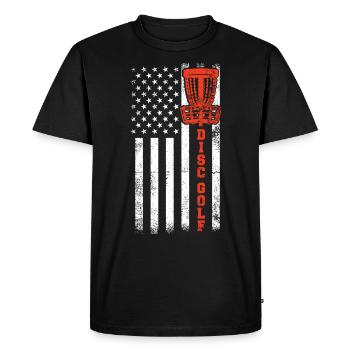 Disc golf, disc golf US flag - Men's Premium Organic T-Shirt - black - Front - Nico (187cm)