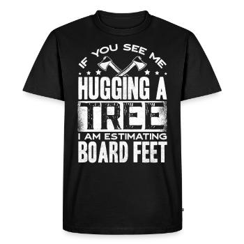 Tree hugging, woodworking, woodworkers - Men's Premium Organic T-Shirt - black - Front - Nico (187cm)