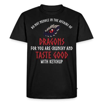 Citation de ketchup de dragon, dragon - T-shirt Premium bio Homme - noir - Devant - Nico (187cm)