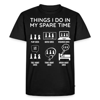 Joueur d’échecs, Jeu d’échecs, Amateur d’échecs - T-shirt Premium bio Homme - noir - Devant - Nico (187cm)