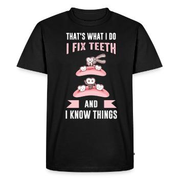 Dentiste, parodontiste - T-shirt Premium bio Homme - noir - Devant - Nico (187cm)