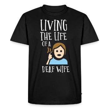 Fierté sourde, ouïe, handicapé, surdité - T-shirt Premium bio Homme - noir - Devant - Nico (187cm)