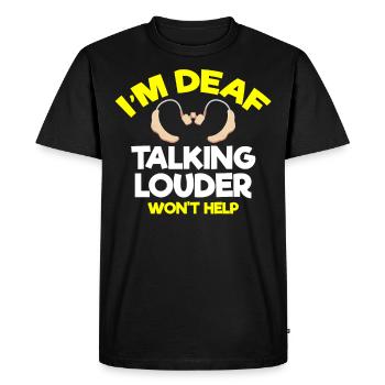 Fierté sourde, ouïe, handicapé, surdité - T-shirt Premium bio Homme - noir - Devant - Nico (187cm)