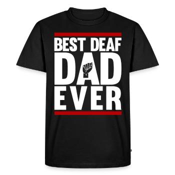 Fierté sourde, audiologiste, orthographe des doigts - T-shirt Premium bio Homme - noir - Devant - Nico (187cm)