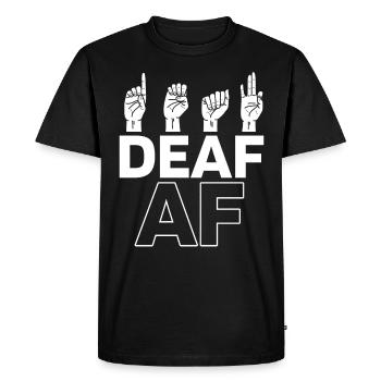 Fierté sourde, audiologiste, orthographe des doigts - T-shirt Premium bio Homme - noir - Devant - Nico (187cm)