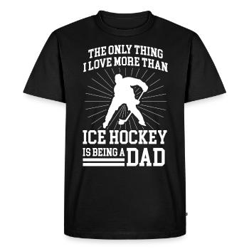 Joueur de hockey CE, bâton de hockey sur glace, hockey sur glace - T-shirt Premium bio Homme - noir - Devant - Nico (187cm)