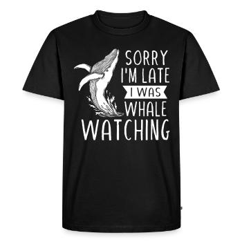 Baleines, baleines, observation des baleines, observation des baleines - T-shirt Premium bio Homme - noir - Devant - Nico (187cm)