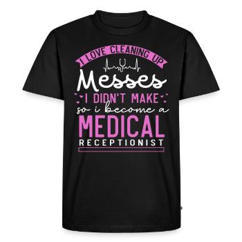 Assistante médicale, réceptionniste - T-shirt Premium bio Homme - noir - Devant - Nico (187cm)