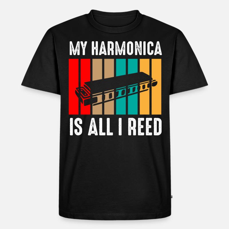 Harmonica player, Harmonica music - Men's Premium Organic T-Shirt - black
