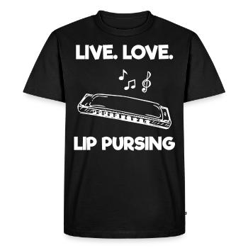 Harmonica player, Harmonica music - Men's Premium Organic T-Shirt - black - Front - Nico (187cm)