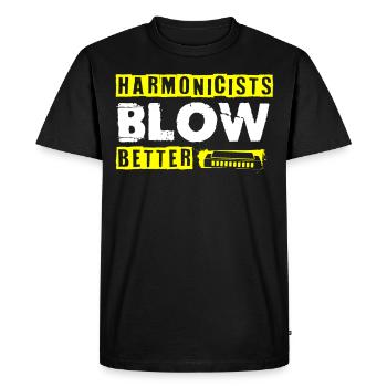 Harmonica player, Harmonica music - Men's Premium Organic T-Shirt - black - Front - Nico (187cm)