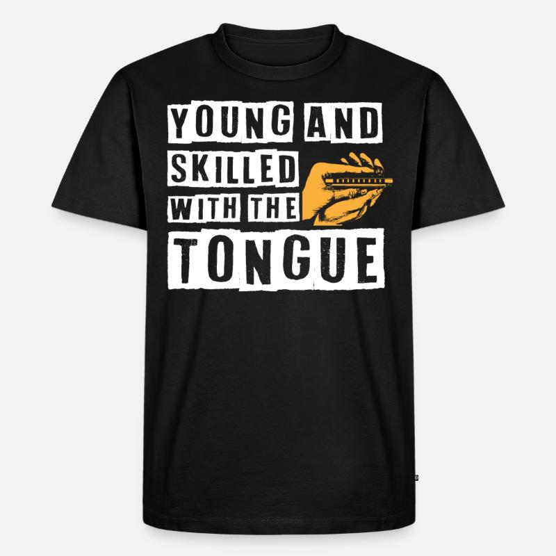 Harmonica player, Harmonica music - Men's Premium Organic T-Shirt - black