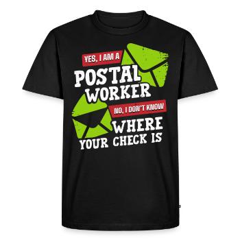 Postier, postier, facteur - T-shirt Premium bio Homme - noir - Devant - Nico (187cm)
