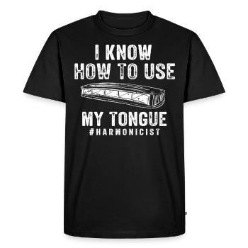 Harmonica player, Unny harmonica - Men's Premium Organic T-Shirt - black - Front - Nico (187cm)