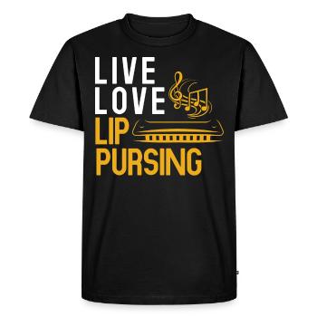 Harmonica player, Unny harmonica - Men's Premium Organic T-Shirt - black - Front - Nico (187cm)