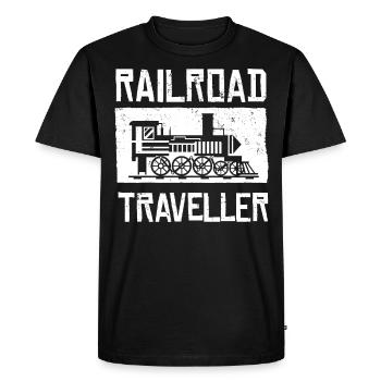 Railway, locomotive - Men's Premium Organic T-Shirt - black - Front - Nico (187cm)