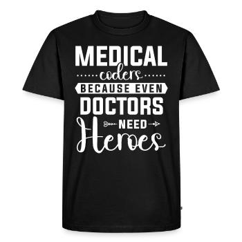 Codeur médical Programmeur médical - T-shirt Premium bio Homme - noir - Devant - Nico (187cm)