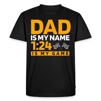 Course de voitures à sous, Voitures miniatures - T-shirt Premium bio Homme - noir - Devant - Nico (187cm)