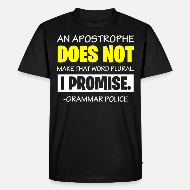 Grammatikpolizei - Englischlehrer - Männer Premium Bio T-Shirt - Schwarz