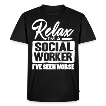 Travailleur social - T-shirt Premium bio Homme - noir - Devant - Nico (187cm)
