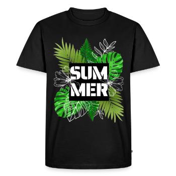 Plantes d’été Feuilles de palmier - T-shirt Premium bio Homme - noir - Devant - Nico (187cm)