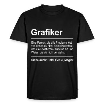 Graphiste - T-shirt Premium bio Homme - noir - Devant - Nico (187cm)