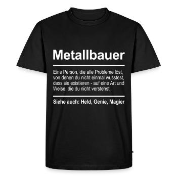 Métallurgistes - T-shirt Premium bio Homme - noir - Devant - Nico (187cm)