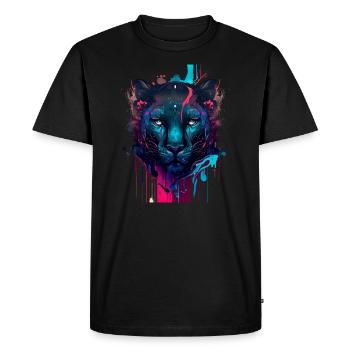 magnifique tshirt avec tête panthère très design - T-shirt Premium bio Homme - noir - Devant - Nico (187cm)