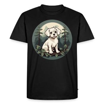 Chien maltais dans la forêt - T-shirt Premium bio Homme - noir - Devant - Nico (187cm)