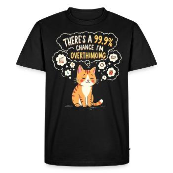 Chat Pense Trop Humour Sarcastique - T-shirt Premium bio Homme - noir - Devant - Nico (187cm)