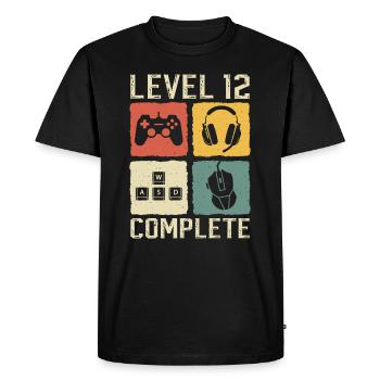 12. Geburtstag Level 12 Complete Gamer 12 Jahre - Männer Premium Bio T-Shirt - Schwarz - Vorne - Nico (187cm)