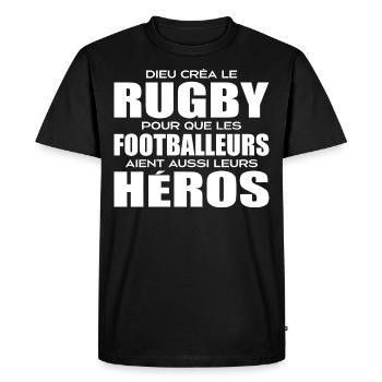 Rugby, rugby sport, rugby humour, rugby - T-shirt Premium bio Homme - noir - Devant - Nico (187cm)