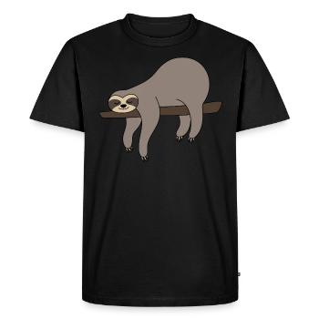 Sloth sleeping on branch sloth gray funny lazy - Men's Premium Organic T-Shirt - black - Front - Nico (187cm)