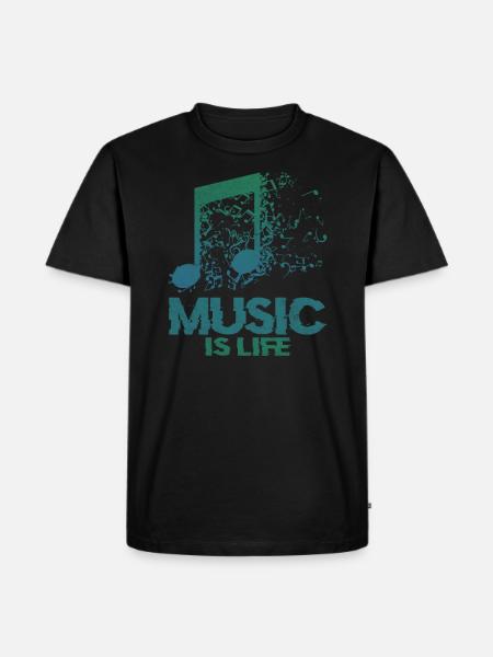 Music is life - Männer Premium Bio T-Shirt - Schwarz