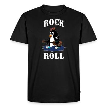 Musicien RocknRoll Rocker Tattoo Penguin - T-shirt Premium bio Homme - noir - Devant - Nico (187cm)