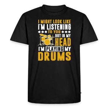 Batteur batterie batteur batterie vintage - T-shirt Premium bio Homme - noir - Devant - Nico (187cm)