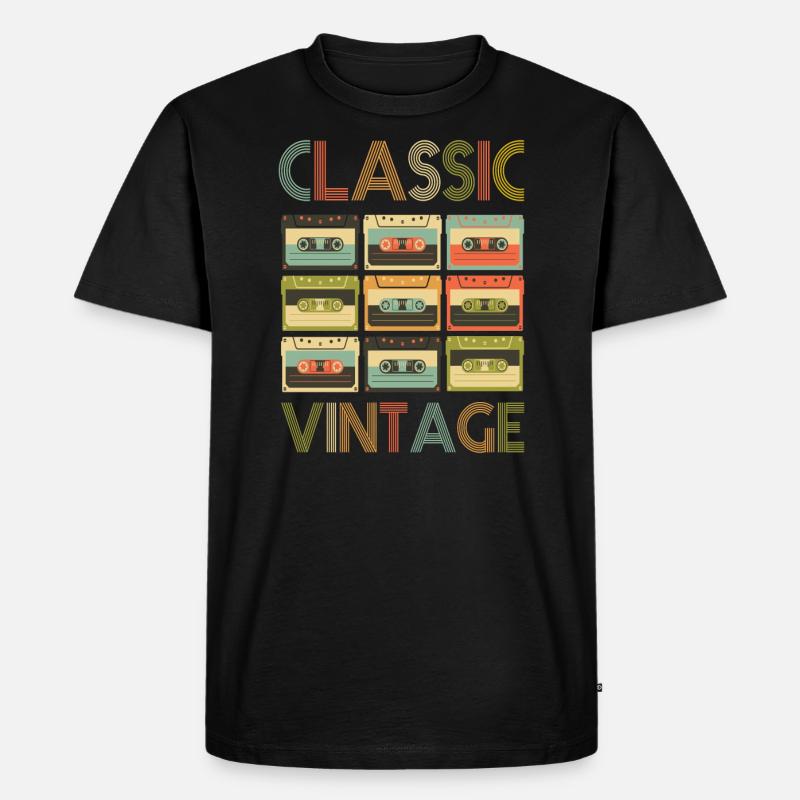 Kassette Retro - Männer Premium Bio T-Shirt - Schwarz