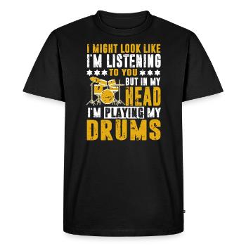 Batterie Batterie Batterie Batteur Percussion Rocknroll - T-shirt Premium bio Homme - noir - Devant - Nico (187cm)