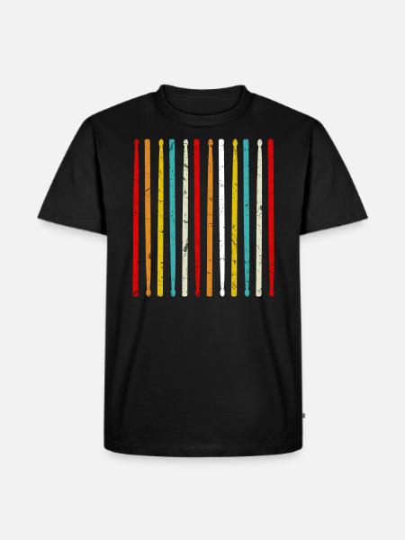 Retro Drumsticks Drum Drums Batteur - T-shirt Premium bio Homme - noir