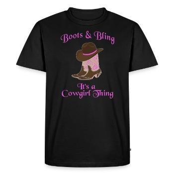 Chapeau de cowboy Wild West Western Bottes de cowboy Chapeau - T-shirt Premium bio Homme - noir - Devant - Nico (187cm)