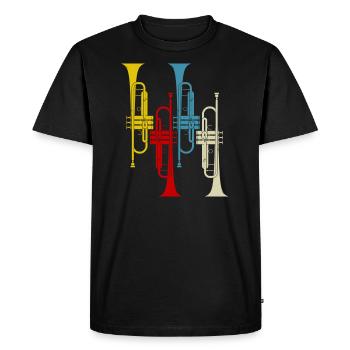 Trompette Trompette Rétro - T-shirt Premium bio Homme - noir - Devant - Nico (187cm)