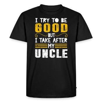 Uncle nephew family funny witty sayings joke - Men's Premium Organic T-Shirt - black - Front - Nico (187cm)
